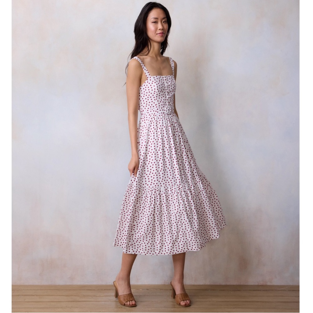 Polka Dot White Midi Dress